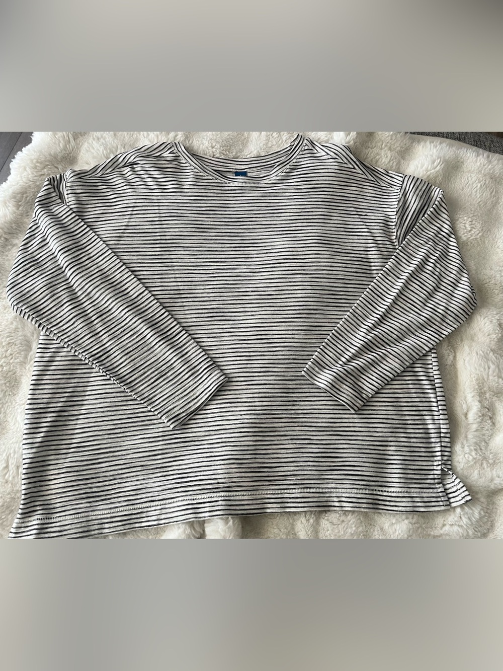 Old Navy White and Black Striped Long Sleeve Top